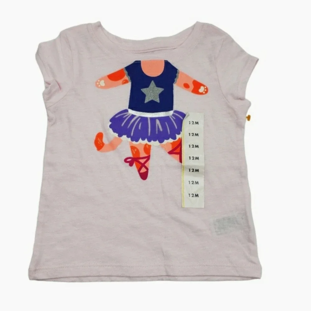 Girls Cat & Jack Tee Bundle Size 12M Ballet Cat Shooting Star Pink Purple - Picture 2 of 6